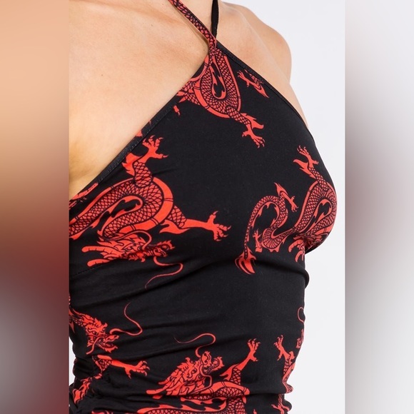 Halter Dragon Print Dress - Picture 3 of 6